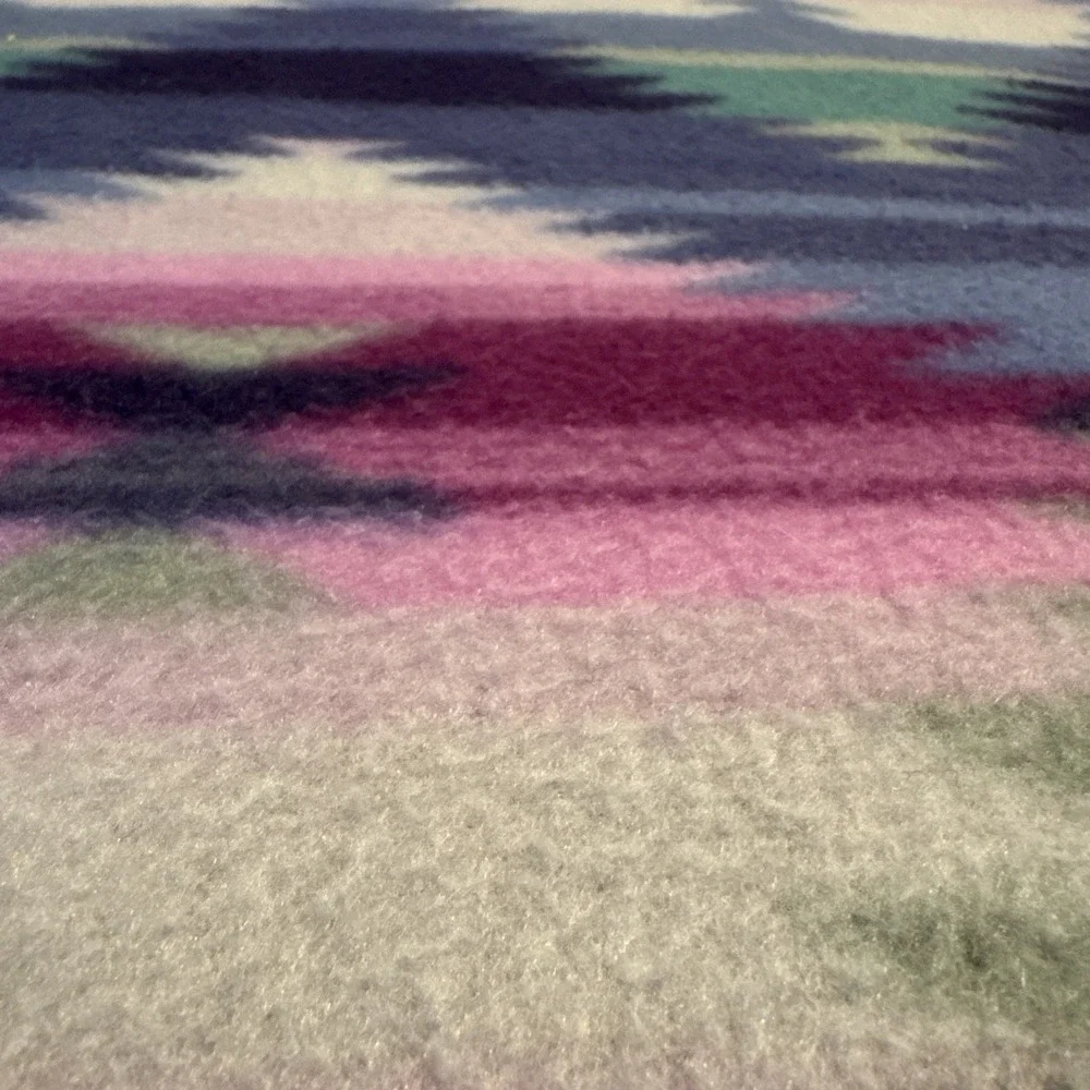 1990s Aztec Fleece Fringed Multicolor Throw 62x62‎
